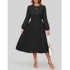 ZESICA Women’s Fall Long Sleeve Dresses 2026 Casual Crewneck Chiffon Swing Pleated A Line Cocktail Party Midi Dress(Black)