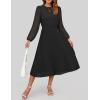 ZESICA Women’s Fall Long Sleeve Dresses 2026 Casual Crewneck Chiffon Swing Pleated A Line Cocktail Party Midi Dress(Black)