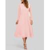 ZESICA Women’s Fall Long Sleeve Dresses 2026 Casual Crewneck Chiffon Swing Pleated A Line Cocktail Party Midi Dress(Light Pink)
