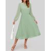 ZESICA Women’s Fall Long Sleeve Dresses 2026 Casual Crewneck Chiffon Swing Pleated A Line Cocktail Party Midi Dress(Sage Green)
