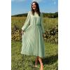 ZESICA Women’s Fall Long Sleeve Dresses 2026 Casual Crewneck Chiffon Swing Pleated A Line Cocktail Party Midi Dress(Sage Green)