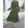 ZESICA Women’s Fall Long Sleeve Maxi Dresses 2026 Crew Neck Swiss Dot Tiered Flowy A Line Wedding Cocktail Party Dress(Army Green)
