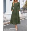 ZESICA Women’s Fall Long Sleeve Maxi Dresses 2026 Crew Neck Swiss Dot Tiered Flowy A Line Wedding Cocktail Party Dress(Army Green)