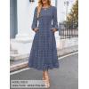 ZESICA Women’s Fall Long Sleeve Maxi Dresses 2026 Crew Neck Swiss Dot Tiered Flowy A Line Wedding Cocktail Party Dress(Dusty Blue)