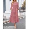 ZESICA Women’s Fall Long Sleeve Maxi Dresses 2026 Crew Neck Swiss Dot Tiered Flowy A Line Wedding Cocktail Party Dress(Dusty Pink)