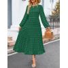 ZESICA Women’s Fall Long Sleeve Maxi Dresses 2026 Crew Neck Swiss Dot Tiered Flowy A Line Wedding Cocktail Party Dress(Green)