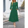ZESICA Women’s Fall Long Sleeve Maxi Dresses 2026 Crew Neck Swiss Dot Tiered Flowy A Line Wedding Cocktail Party Dress(Green)