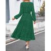 ZESICA Women’s Fall Long Sleeve Maxi Dresses 2026 Crew Neck Swiss Dot Tiered Flowy A Line Wedding Cocktail Party Dress(Green)