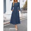 ZESICA Women’s Fall Long Sleeve Maxi Dresses 2026 Crew Neck Swiss Dot Tiered Flowy A Line Wedding Cocktail Party Dress(Navy)