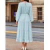 ZESICA Women’s Fall Long Sleeve Maxi Dresses 2026 Crew Neck Swiss Dot Tiered Flowy A Line Wedding Cocktail Party Dress(Sky)