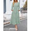 ZESICA Women’s Fall Long Sleeve Maxi Dresses 2026 Crew Neck Swiss Dot Tiered Flowy A Line Wedding Cocktail Party Dress(Turquoise)