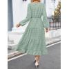 ZESICA Women’s Fall Long Sleeve Maxi Dresses 2026 Crew Neck Swiss Dot Tiered Flowy A Line Wedding Cocktail Party Dress(Turquoise)