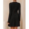 ZESICA Women’s Fall Long Sleeve Sweater Dress 2026 Casual V Neck Button Ribbed Knit A Line Swing Mini Dresses(Black)