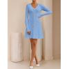 ZESICA Women’s Fall Long Sleeve Sweater Dress 2026 Casual V Neck Button Ribbed Knit A Line Swing Mini Dresses(Blue)