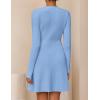 ZESICA Women’s Fall Long Sleeve Sweater Dress 2026 Casual V Neck Button Ribbed Knit A Line Swing Mini Dresses(Blue)