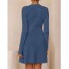 ZESICA Women’s Fall Long Sleeve Sweater Dress 2026 Casual V Neck Button Ribbed Knit A Line Swing Mini Dresses(Dustyblue)
