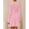 ZESICA Women’s Fall Long Sleeve Sweater Dress 2026 Casual V Neck Button Ribbed Knit A Line Swing Mini Dresses(Pink)