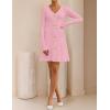 ZESICA Women’s Fall Long Sleeve Sweater Dress 2026 Casual V Neck Button Ribbed Knit A Line Swing Mini Dresses(Pink)