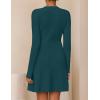 ZESICA Women’s Fall Long Sleeve Sweater Dress 2026 Casual V Neck Button Ribbed Knit A Line Swing Mini Dresses(Teal)