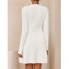 ZESICA Women’s Fall Long Sleeve Sweater Dress 2026 Casual V Neck Button Ribbed Knit A Line Swing Mini Dresses(White)