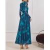 ZESICA Women’s Maxi Dress 2026 Spring Long Sleeve Crewneck Floral Print Mesh Ruched Party Wedding Guest Dresses(Blue)