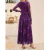 ZESICA Women’s Maxi Dress 2026 Spring Long Sleeve Crewneck Floral Print Mesh Ruched Party Wedding Guest Dresses(Purple)