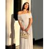 ZESICA Women’s Off The Shoulder Maxi Dress 2026 Summer Sleeveless Casual Slim Swing Pleated Formal Party Dresses(Apricot)