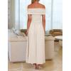 ZESICA Women’s Off The Shoulder Maxi Dress 2026 Summer Sleeveless Casual Slim Swing Pleated Formal Party Dresses(Apricot)