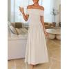 ZESICA Women’s Off The Shoulder Maxi Dress 2026 Summer Sleeveless Casual Slim Swing Pleated Formal Party Dresses(Apricot)
