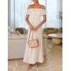 ZESICA Women’s Off The Shoulder Maxi Dress 2026 Summer Sleeveless Casual Slim Swing Pleated Formal Party Dresses(Apricot)