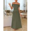 ZESICA Women’s Off The Shoulder Maxi Dress 2026 Summer Sleeveless Casual Slim Swing Pleated Formal Party Dresses(Army Green)