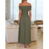 ZESICA Women’s Off The Shoulder Maxi Dress 2026 Summer Sleeveless Casual Slim Swing Pleated Formal Party Dresses(Army Green)