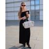 ZESICA Women’s Off The Shoulder Maxi Dress 2026 Summer Sleeveless Casual Slim Swing Pleated Formal Party Dresses(Black)