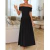ZESICA Women’s Off The Shoulder Maxi Dress 2026 Summer Sleeveless Casual Slim Swing Pleated Formal Party Dresses(Black)