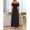 ZESICA Women’s Off The Shoulder Maxi Dress 2026 Summer Sleeveless Casual Slim Swing Pleated Formal Party Dresses(Black)