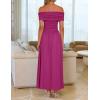 ZESICA Women’s Off The Shoulder Maxi Dress 2026 Summer Sleeveless Casual Slim Swing Pleated Formal Party Dresses(Dragon Fruit)