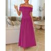 ZESICA Women’s Off The Shoulder Maxi Dress 2026 Summer Sleeveless Casual Slim Swing Pleated Formal Party Dresses(Dragon Fruit)
