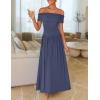 ZESICA Women’s Off The Shoulder Maxi Dress 2026 Summer Sleeveless Casual Slim Swing Pleated Formal Party Dresses(Dusty Blue)