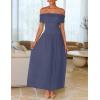 ZESICA Women’s Off The Shoulder Maxi Dress 2026 Summer Sleeveless Casual Slim Swing Pleated Formal Party Dresses(Dusty Blue)