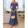 ZESICA Women’s Off The Shoulder Maxi Dress 2026 Summer Sleeveless Casual Slim Swing Pleated Formal Party Dresses(Dusty Blue)
