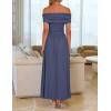 ZESICA Women’s Off The Shoulder Maxi Dress 2026 Summer Sleeveless Casual Slim Swing Pleated Formal Party Dresses(Dusty Blue)