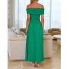 ZESICA Women’s Off The Shoulder Maxi Dress 2026 Summer Sleeveless Casual Slim Swing Pleated Formal Party Dresses(Green)