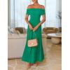 ZESICA Women’s Off The Shoulder Maxi Dress 2026 Summer Sleeveless Casual Slim Swing Pleated Formal Party Dresses(Green)