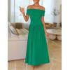 ZESICA Women’s Off The Shoulder Maxi Dress 2026 Summer Sleeveless Casual Slim Swing Pleated Formal Party Dresses(Green)