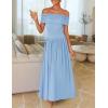 ZESICA Women’s Off The Shoulder Maxi Dress 2026 Summer Sleeveless Casual Slim Swing Pleated Formal Party Dresses(Light Blue)