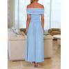 ZESICA Women’s Off The Shoulder Maxi Dress 2026 Summer Sleeveless Casual Slim Swing Pleated Formal Party Dresses(Light Blue)