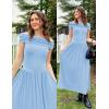 ZESICA Women’s Off The Shoulder Maxi Dress 2026 Summer Sleeveless Casual Slim Swing Pleated Formal Party Dresses(Light Blue)