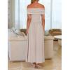 ZESICA Women’s Off The Shoulder Maxi Dress 2026 Summer Sleeveless Casual Slim Swing Pleated Formal Party Dresses(Light Khaki)