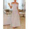 ZESICA Women’s Off The Shoulder Maxi Dress 2026 Summer Sleeveless Casual Slim Swing Pleated Formal Party Dresses(Light Khaki)