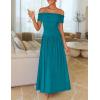 ZESICA Women’s Off The Shoulder Maxi Dress 2026 Summer Sleeveless Casual Slim Swing Pleated Formal Party Dresses(Peacock Blue)